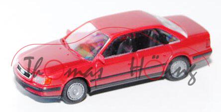 Audi 100 quattro (C4), Modell 1990-1994, braunrot, mit Radblenden, Rietze, 1:87, Werbeschachtel