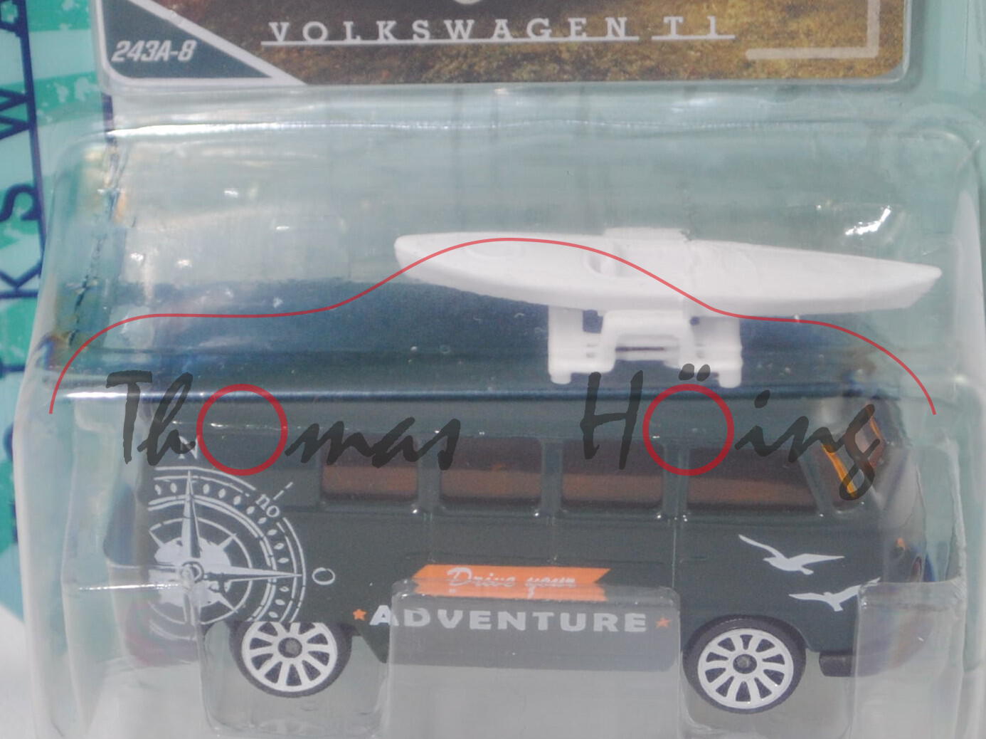 VW Transporter Kleinbus (Typ 2 T1, Mod. 1960-1963), hell-tannengrün, Nr. 243A-8, majorette, 1:59, mb