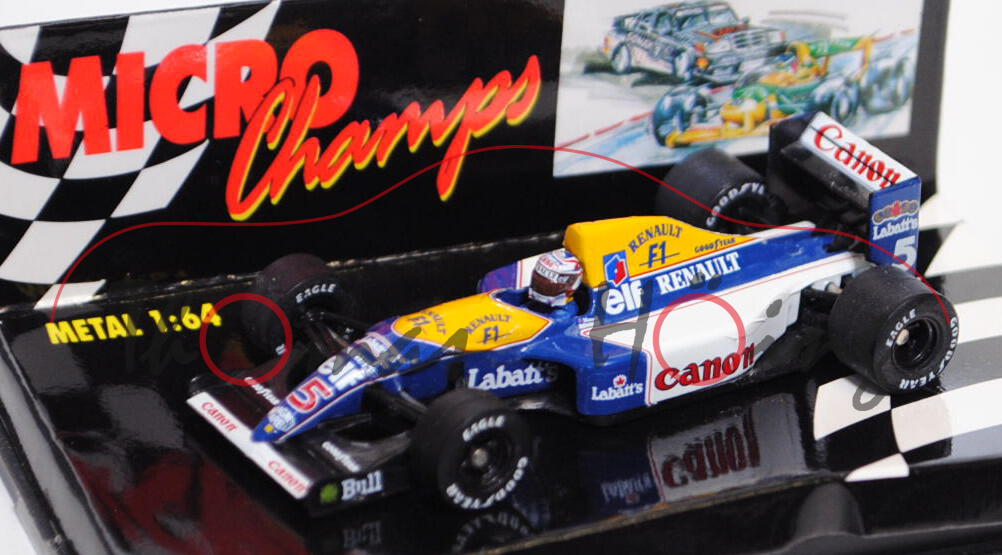 Williams FW14B, goldgelb/dsaphirblau/reinweiß, Formel 1 Saison 1992, Team: Canon Williams Team (1. P