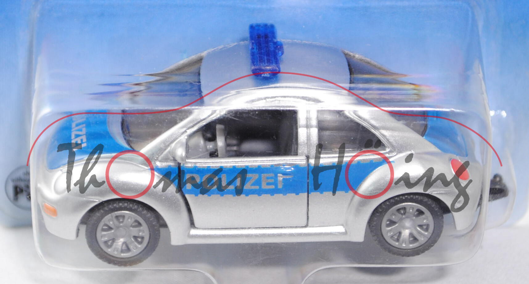 00003 VW New Beetle 2.0 (Typ 9C, Modell 1998-2001) Polizei, weißaluminiummetallic/hell-verkehrsblau,