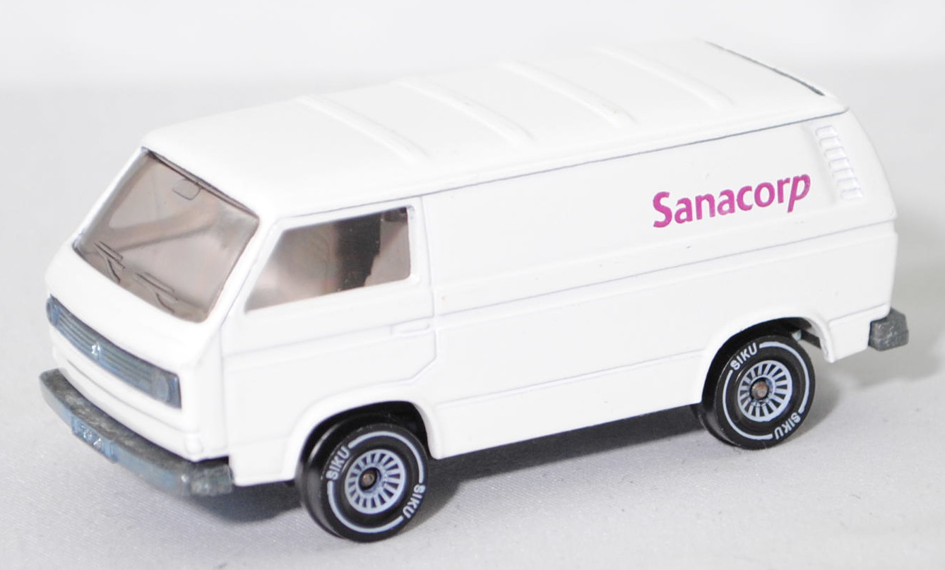 VW Transporter Kastenwagen (Typ 2 Transporter 3 (T3, Modell '80), Modell 1979-1982), reinweiß, Sanacorp, B4, SIKU SUPER, 1:60, m (Limited Edition)