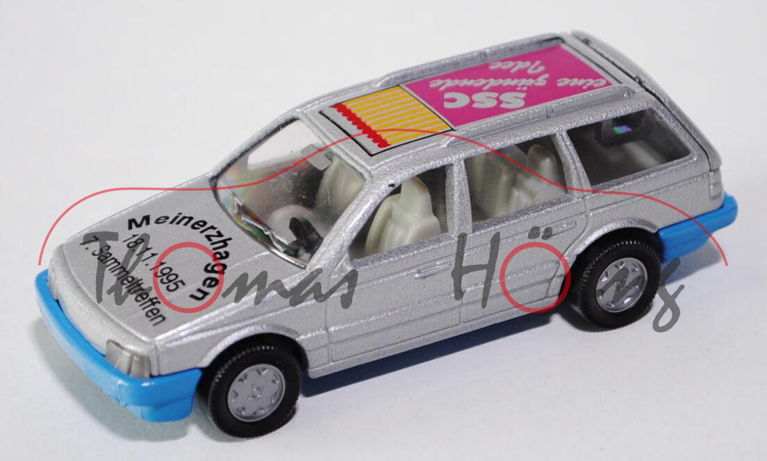 VW Passat Variant (B3, Typ 35i), Modell 1988-1993, silbergraumetallic, Chassis himmelblau, Haube Mei