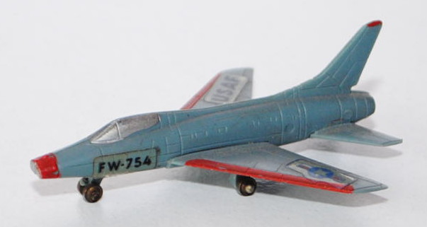 F 100 Super Sabre, hell-blaugrau, U.S. AIR FORCE / USAF / FW-754, 1 Aufkleber weg, 1:250, ohne Zette