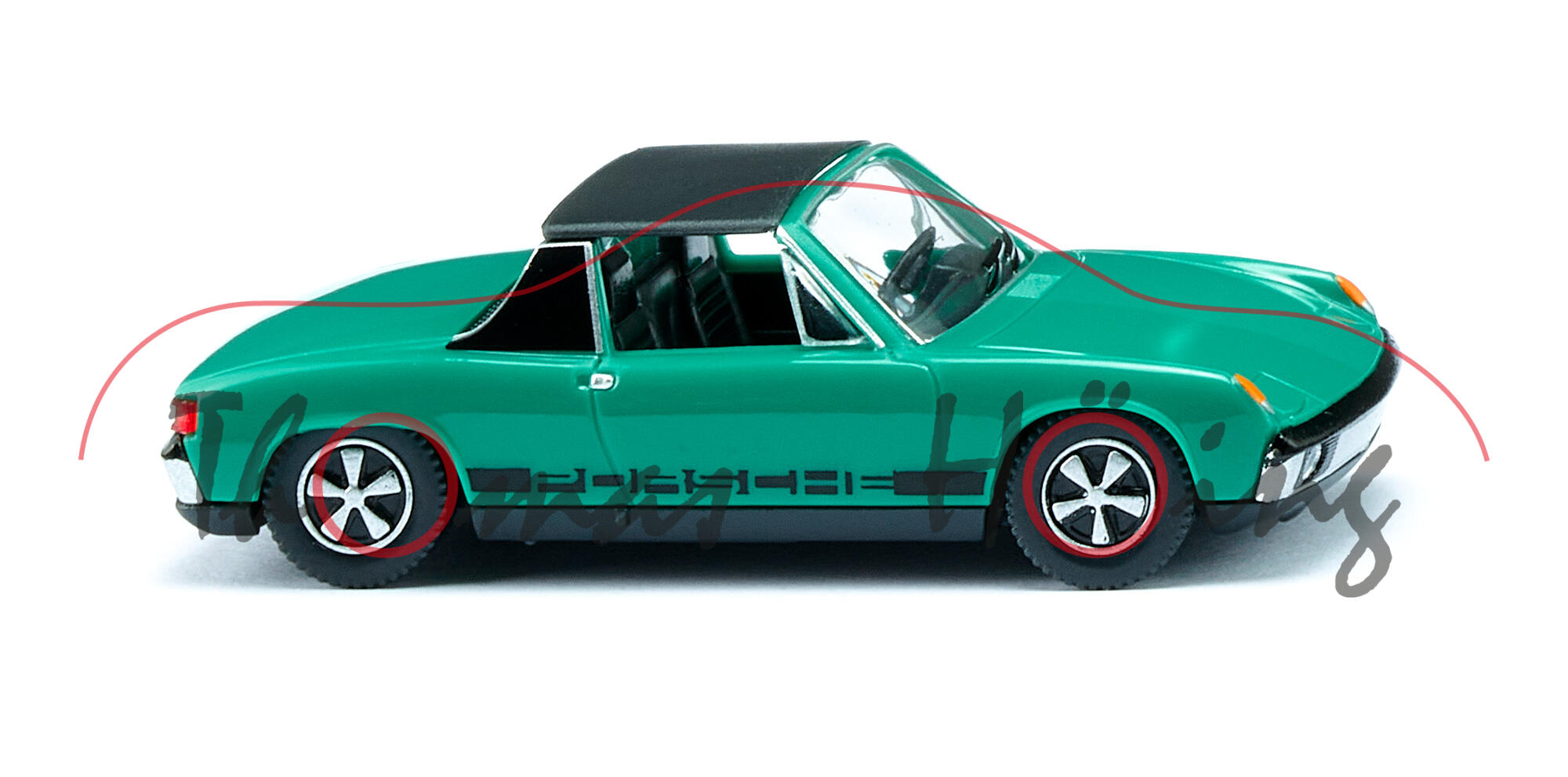 VW-PORSCHE 914/4 (Typ 914, Vorfacelift, Modell 1969-1972), leuchtend grün, Wiking, 1:87, mb