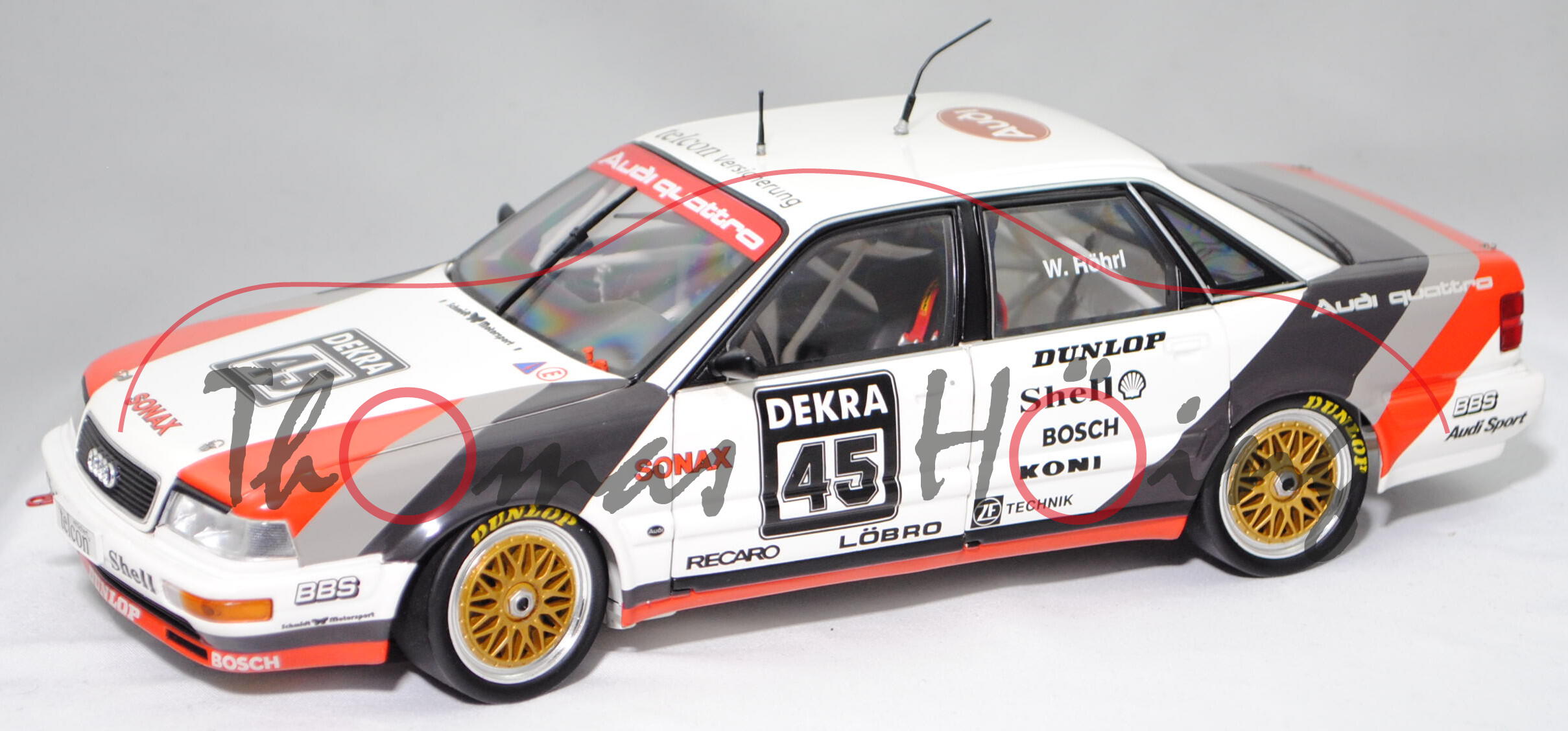 Audi V8 quattro DTM (Typ 4C / R6), alpinweiß, DTM 1990, Walter Röhrl, Nr. 45, Minichamps, 1:18, mb