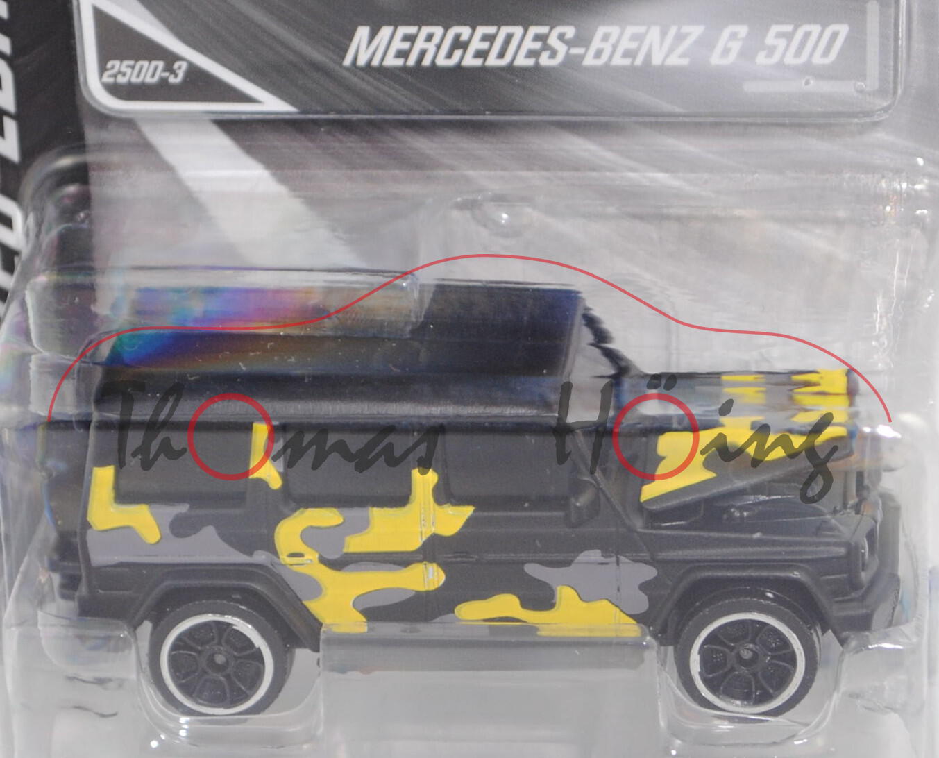 Mercedes-Benz G 500 (W 463, Mod. 2018-), mattschwarz, Nr. 250D-3, majorette, 1:61, Blister (LIMITED)