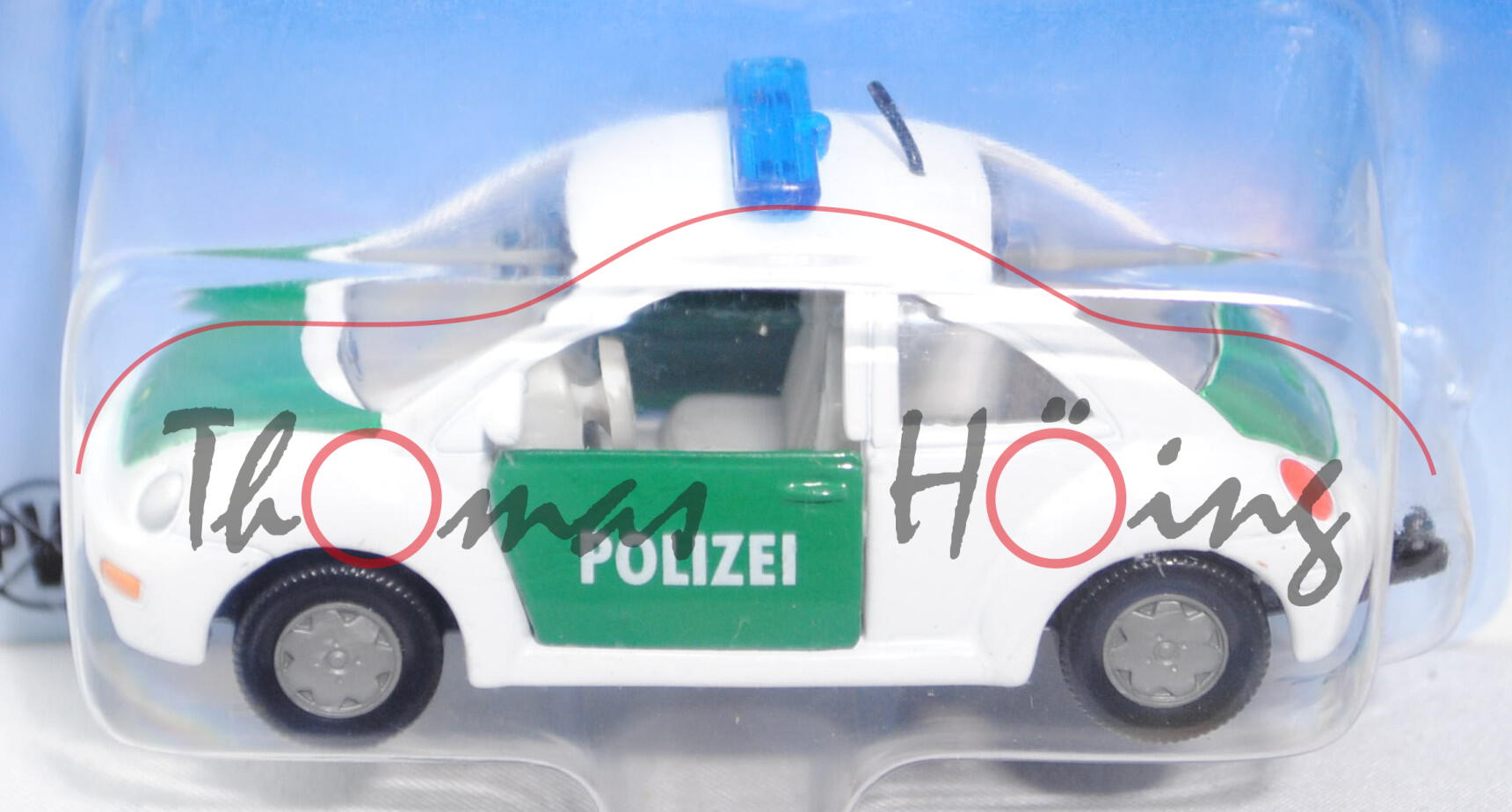 00001 VW New Beetle 2.0 (Typ 9C, Modell 1998-2001) Polizei, reinweiß/hell-moosgrün, innen lichtgrau,