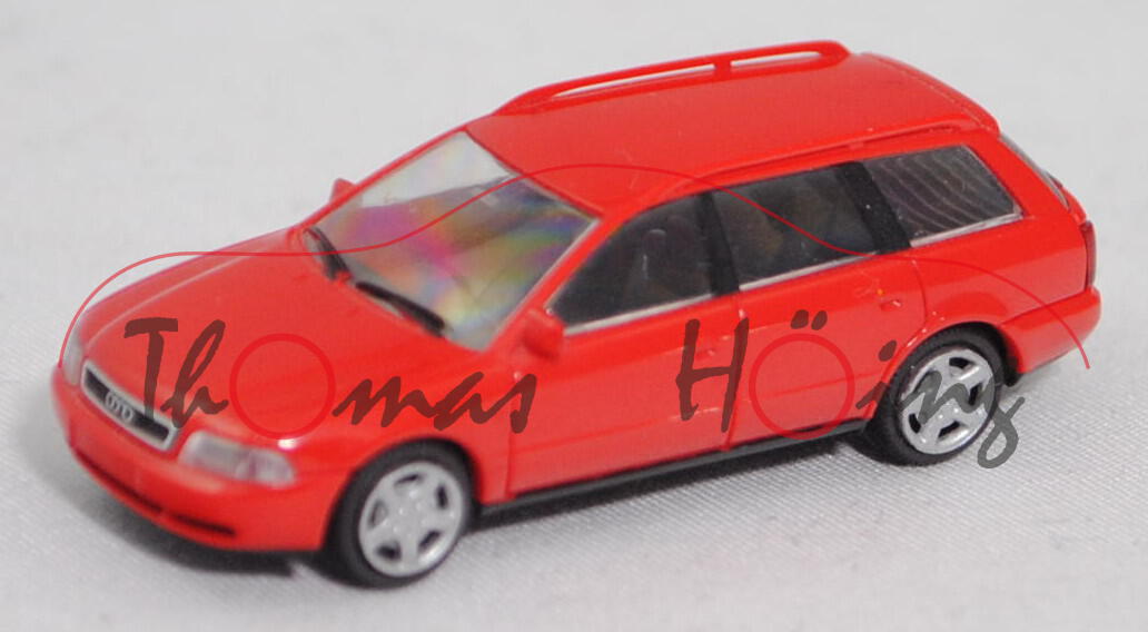 Audi A4 Avant 1.9 TDI (B5, Typ 8D2, Mod. 96-99), verkehrsrot (vgl. laserrot), Rietze, 1:87, Werbebox