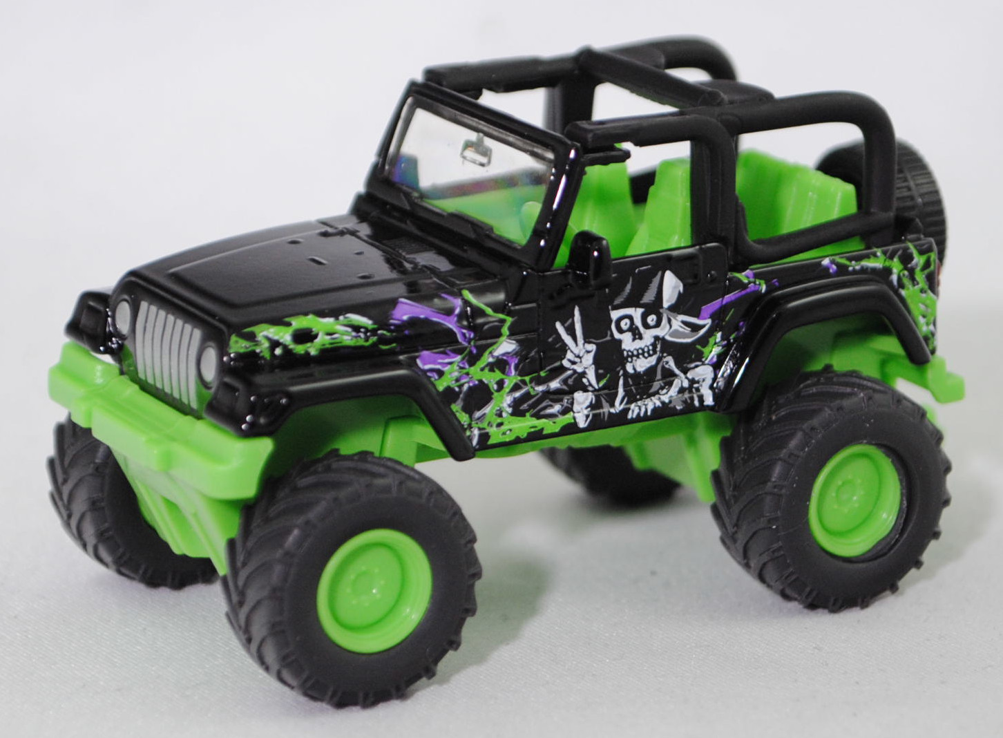 00000 Jeep Wrangler Sport 4.0 (2. Generation, Baureihe TJ, Facelift 2002, Modell 2002-2006) Big Wheel, schwarz, SIKU SUPER, 1:55, P29f