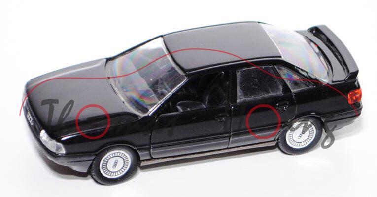 Audi 90 quattro (Typ 89 / B3), Modell 1987-1992, schwarz, Schabak, 1:43, PC-Box (Schachtel nicht ori