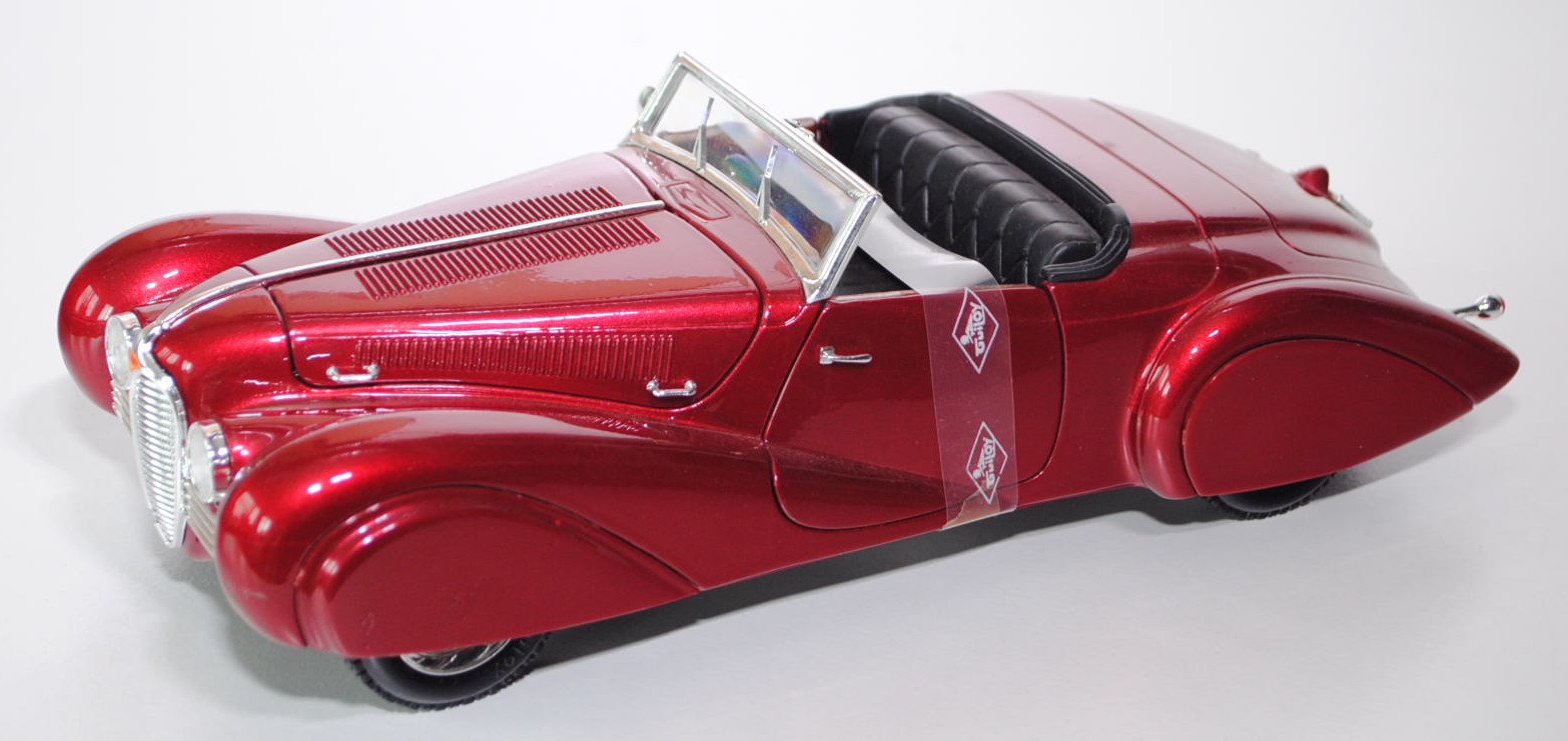 Delahaye Type 165 Cabriolet, Modell 1937-1939, purpurrotmetallic, Guiloy TOP LINE, 1:18, mb