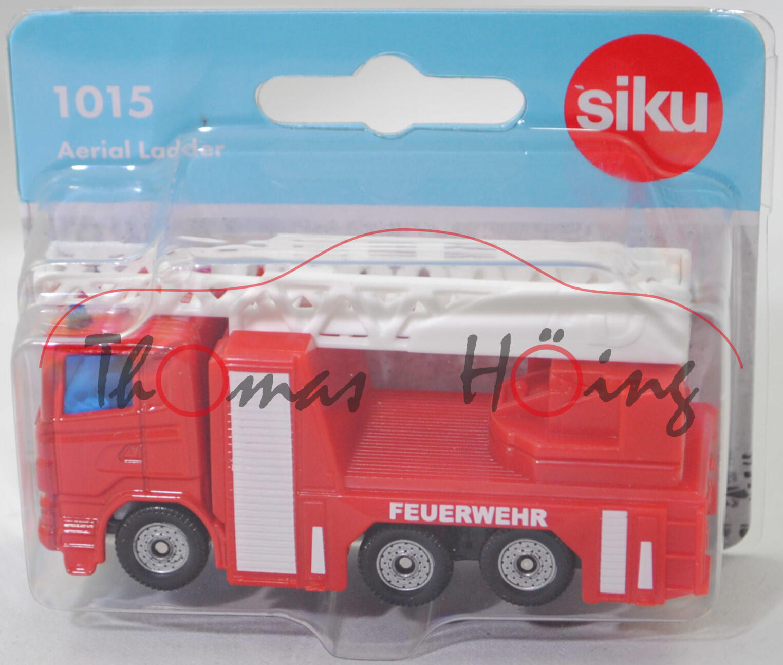00011 Scania R380 (Scania Serie 5 bzw. PRT-Serie, Typ CR16, Day cab, Modell 2007-2009) Feuerwehr-Drehleiter, rot, FEUERWEHR, C36, SIKU SUPER, 1:89, P29f