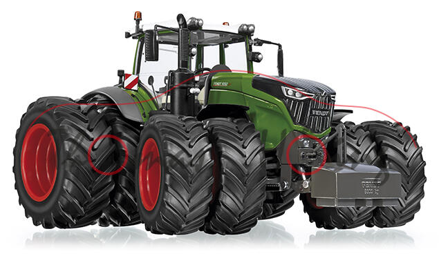 Fendt 1050 Vario mit Zwillingsreifen (Modell 2015-), grün/grau, 1:32, Wiking, mb