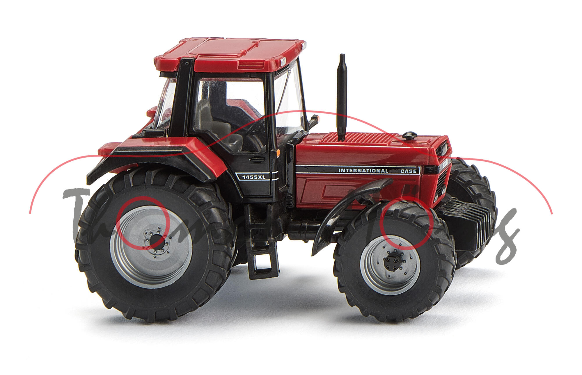 CASE IH 1455 XL (2. Generation, Modellreihe D-Familie XL-Reihe, Facelift 1990, Modell 1990-1996) Traktor, rubinrot, Wiking, 1:87, mb