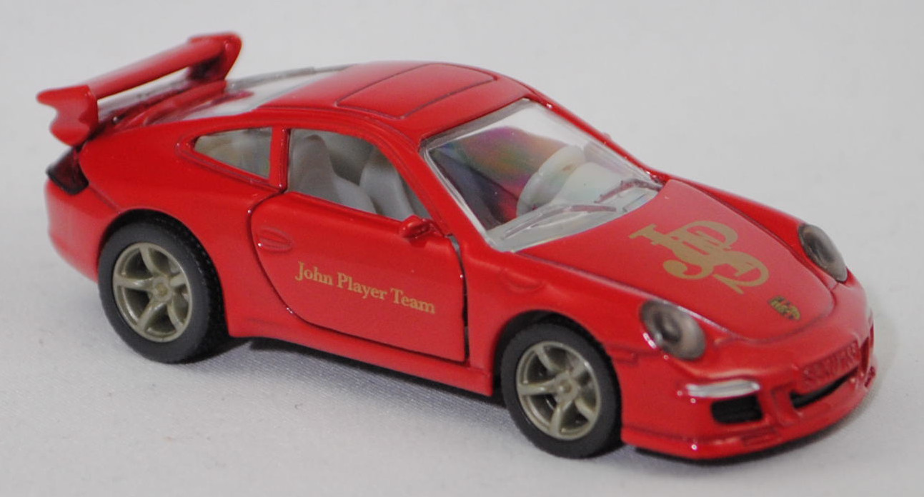 00000 JPS Porsche 911 Carrera S (Typ 997.1 Coupé bzw. 997 MK1 Coupé, Vorfacelift, Modell 2004-2008), dunkel-verkehrsrot, JPS / John Player Team, SIKU SUPER, 1:55, m (Limited)