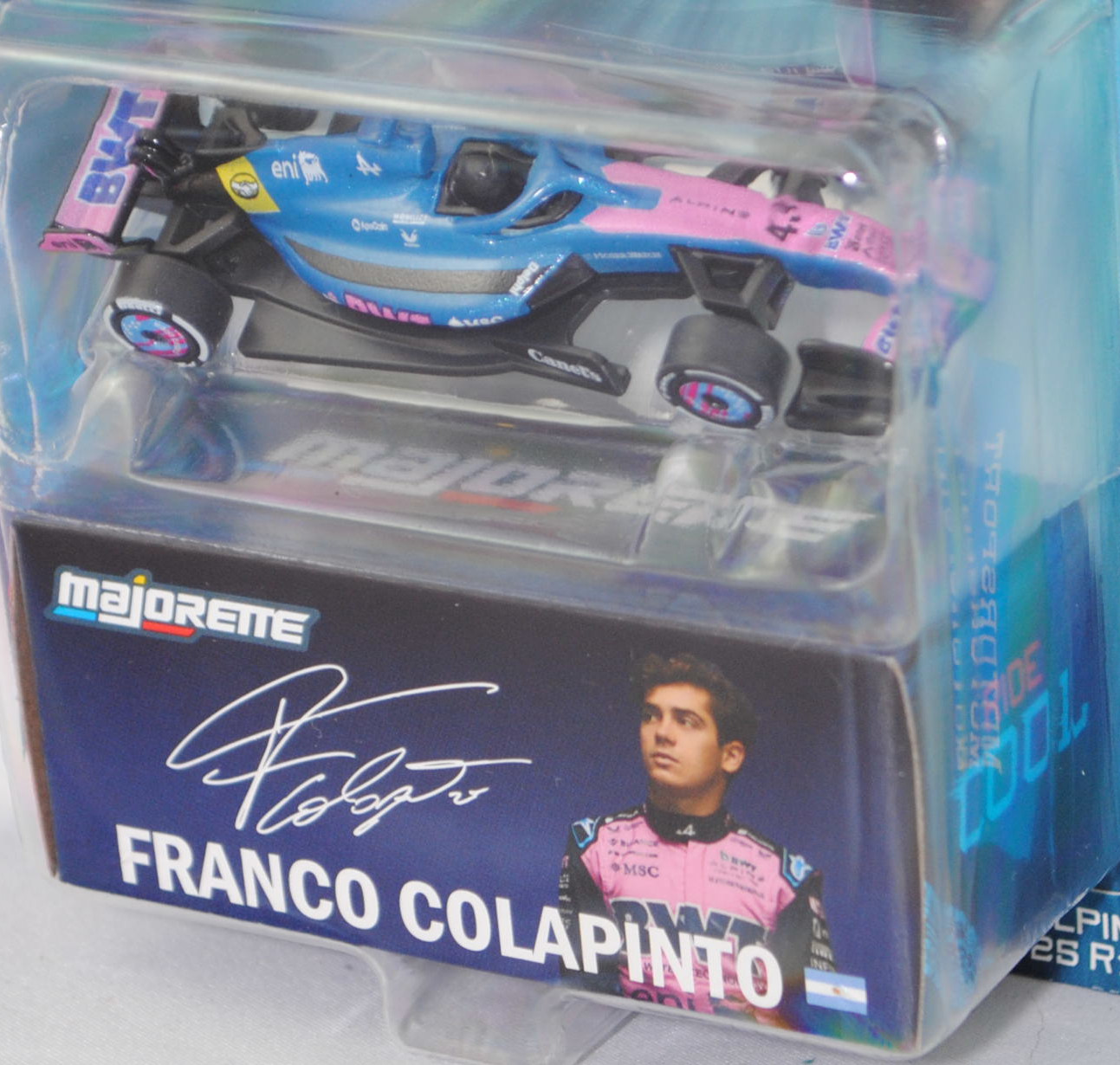 Alpine A525 R19 (5. Generation, Modell 2025) (Nr. 282E), Fahrer: Franco Colapinto (19. Saisonrennen als GP der USA 2025), Startnummer 43, BWT Alpine F1 Team, majorette, 1:69, Blister