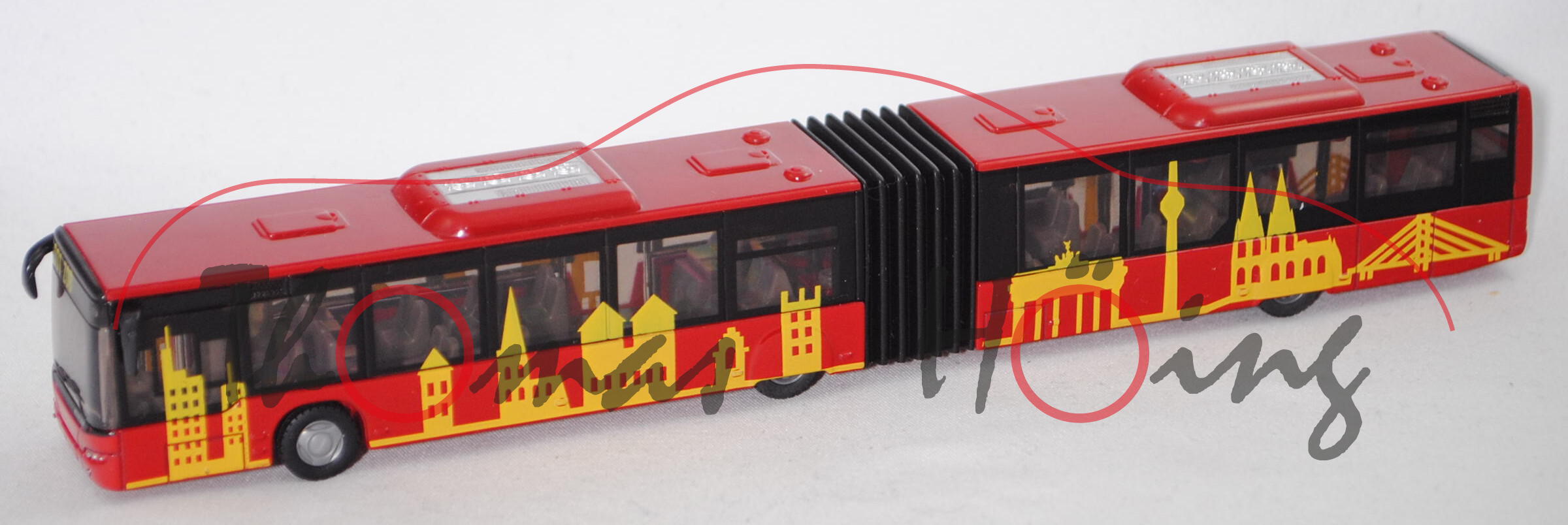 00000 NEOPLAN N 4522 Centroliner Evolution Gelenkbus, rot, mit Stadtmotive, SIKU SUPER, 1:87, L17mK