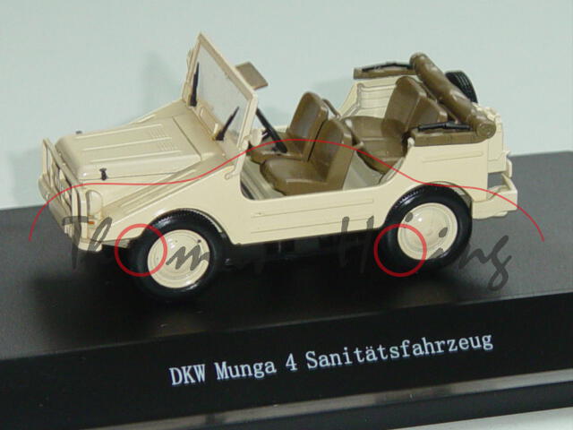 DKW Munga 4 Ambulance Verdeck offen, hellelfenbein, Starline models, 1:43, PC-Box