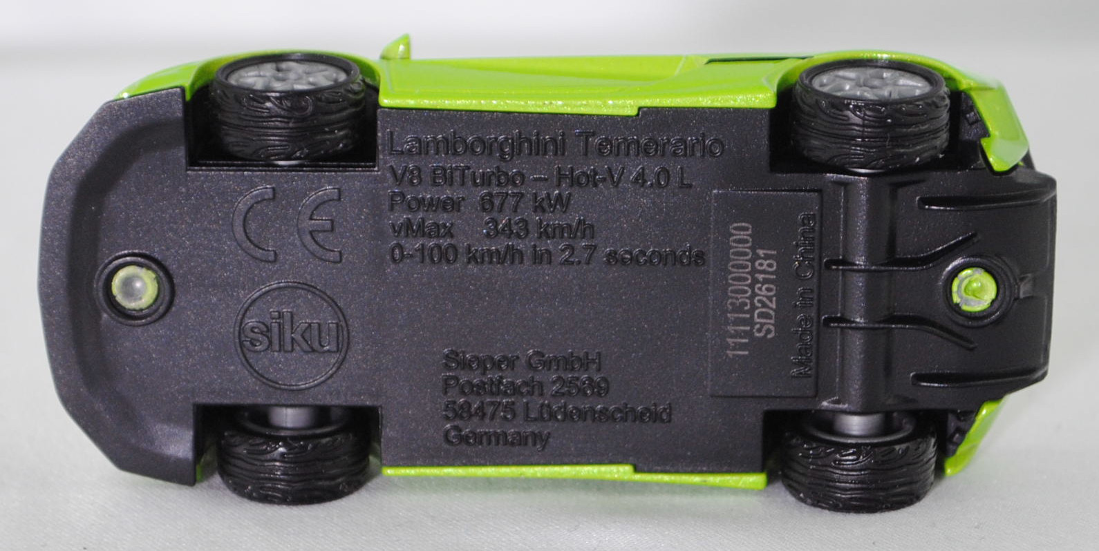 00000 Lamborghini Temerario (1. Generation, Modell 2024-), hell-gelbgrünmetallic, innen schwarz, B55 silbergrau, SIKU SUPER, 1:59, P29f