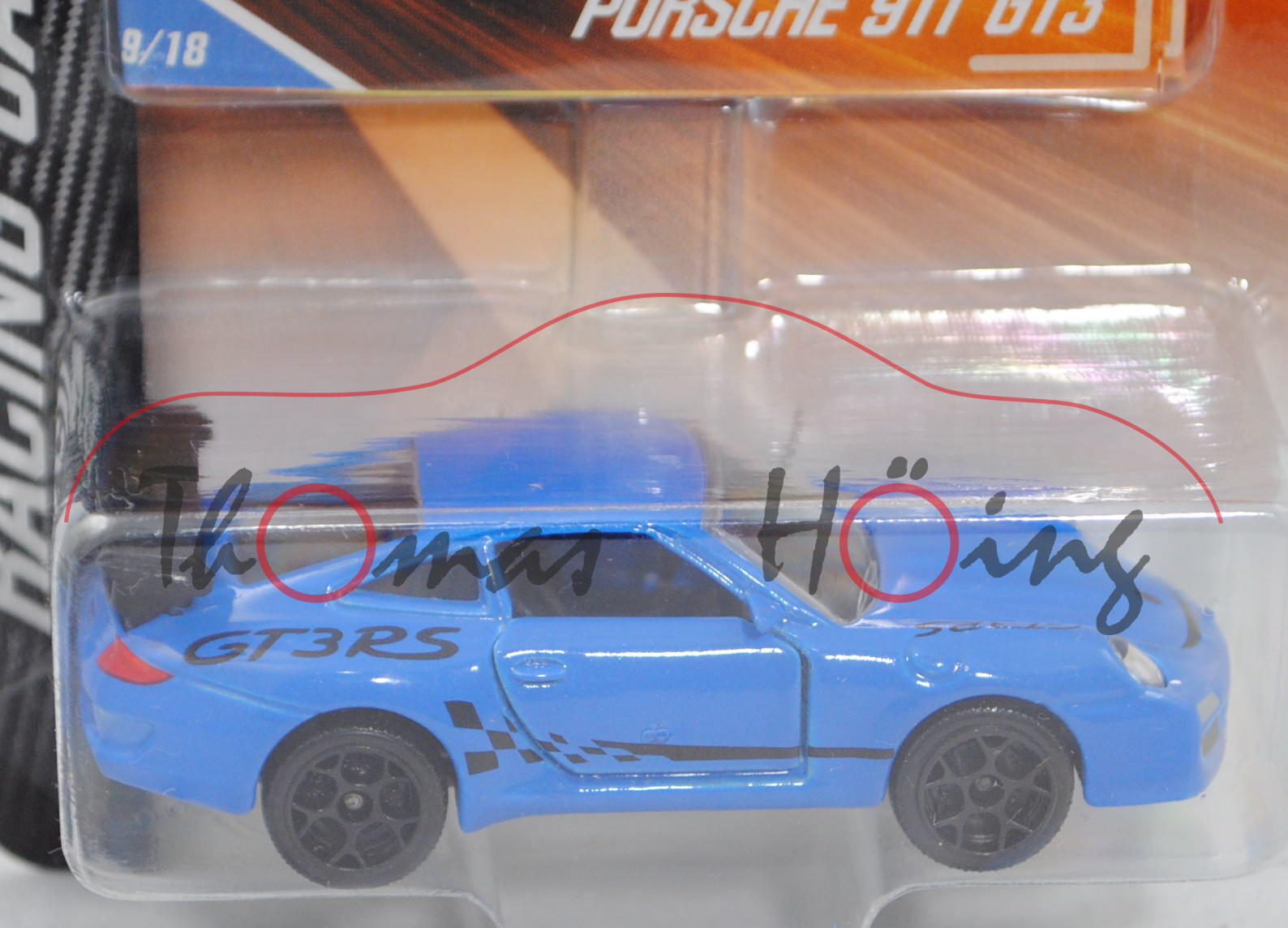 Porsche 911 GT3 RS (Typ 997 facelift, Mod. 09-11) (Nr. 209D), blau, 5-Speichen-Felge mit Verzweigung
