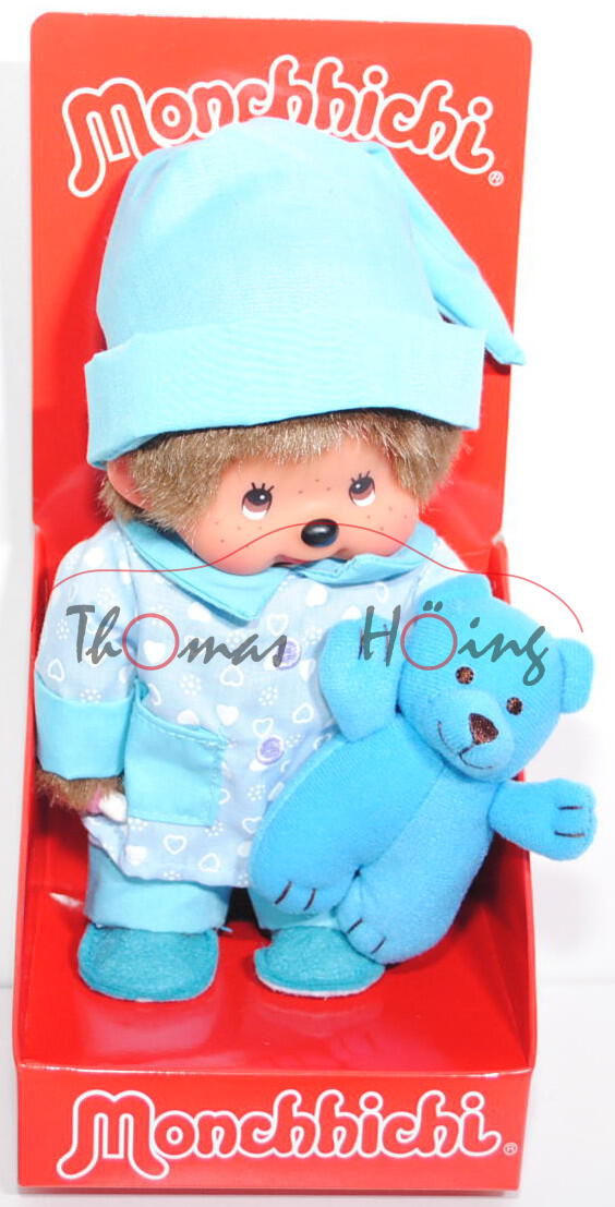 Monchhichi Pajama Boy (Junge im blauen Pyjama), 20 cm groß, Sekiguchi