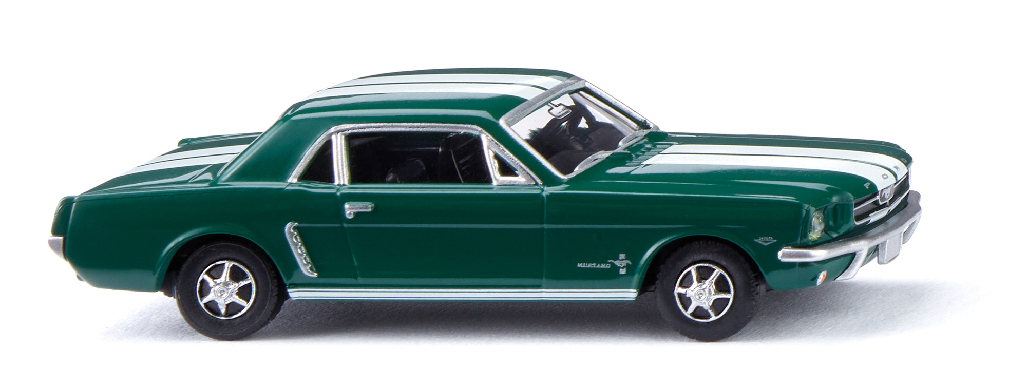 Ford Mustang Hardtop (Coupé) (1. Generation, Vorfacelift (auch Modelljahr 1964 ½ genannt), Modell 1964-1964), moosgrün, innen schwarz, Wiking, 1:87, mb