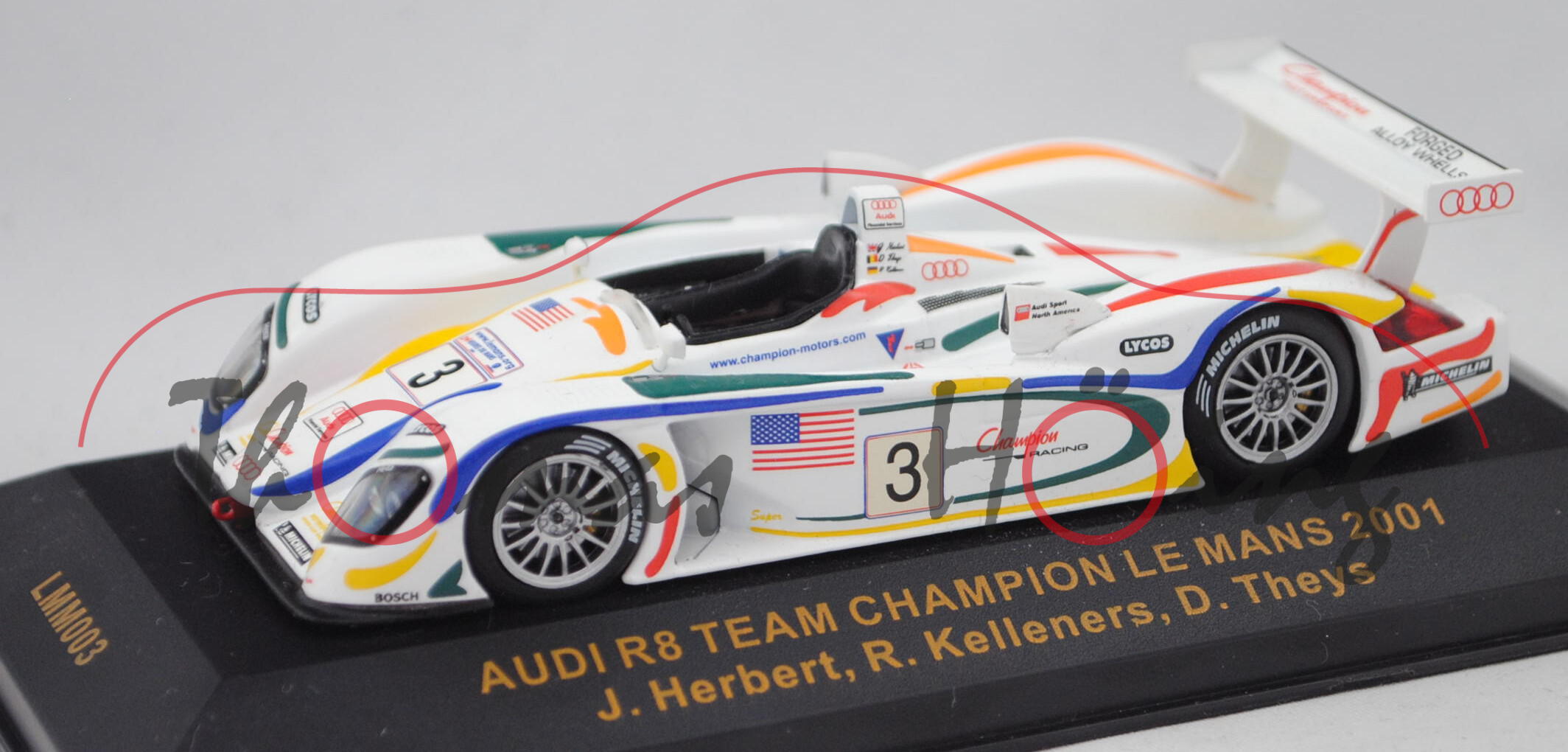 Audi R8, Team Champion Racing, Le Mans 2001, Herbert/Kelleners/Theys, Nr. 3, IXO, 1:43, PC-Box