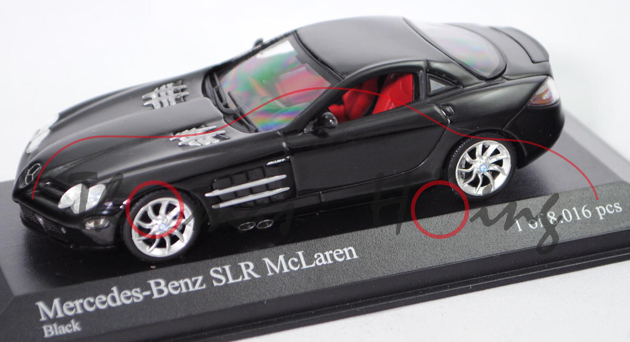 Mercedes-Benz SLR McLaren (C 199, Mod. 2004-2008), schwarz (Farbcode 901), Minichamps, 1:43, PC-Box