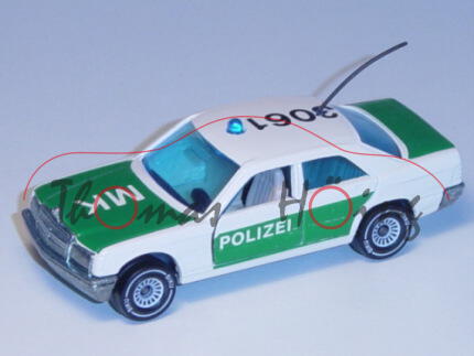 00000 Mercedes-Benz 190 E (Baureihe W 201) Peterwagen, Modell 1982-1988, POLIZEI 3061, cremeweiß, B4