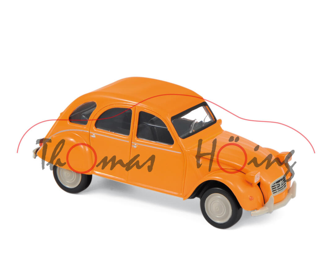 Citroen 2CV6 Club (Typ AZKA, Modell 1979-1985, Bj. 1979), mandarin orange, Norev Jet-car, 1:43, mb