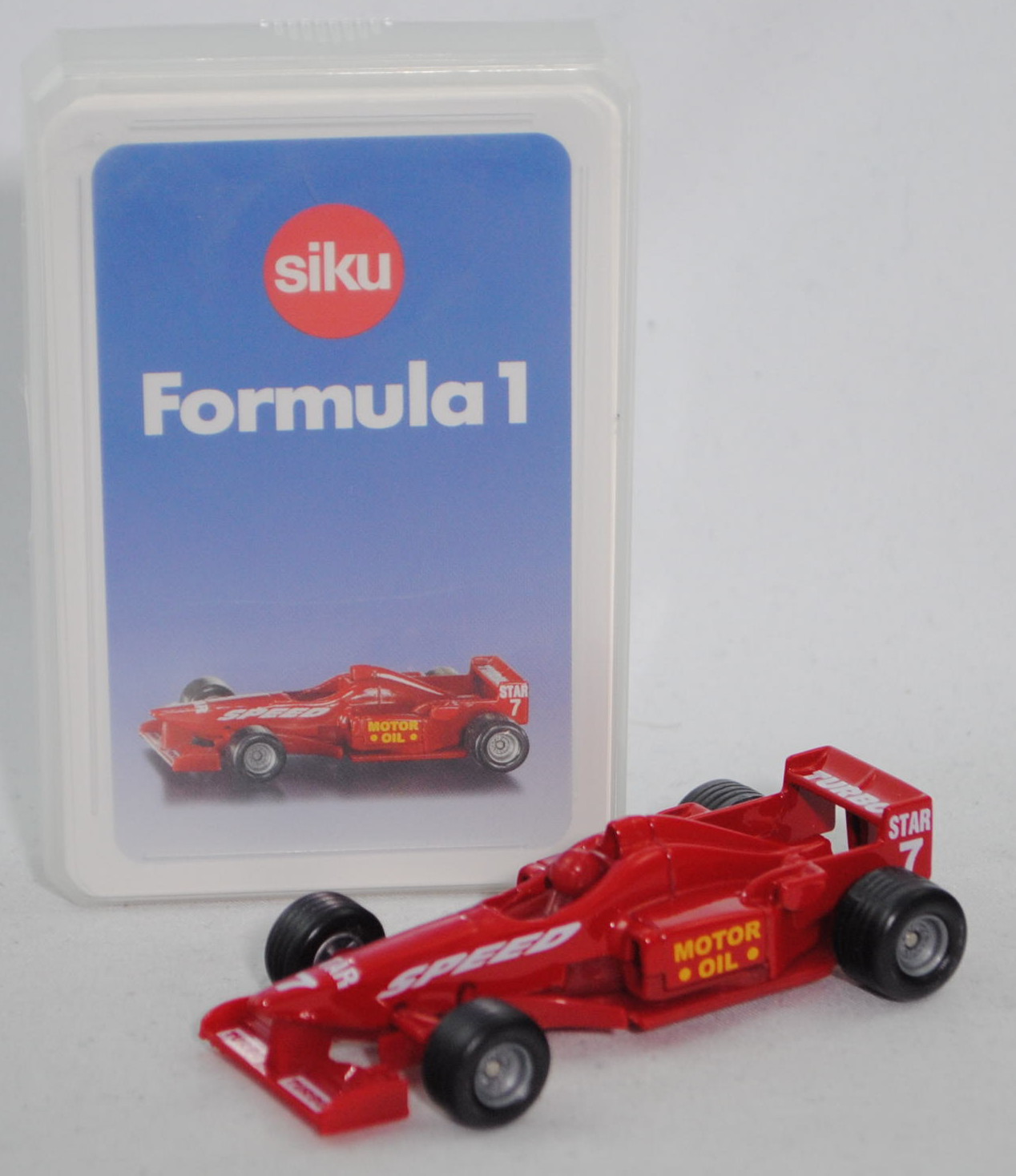 00600 GB Formula 1 Quartett mit Formel 1 Rennwagen, karminrot, ca. 1:55, SIKU SUPER / TOP ASS, P28b