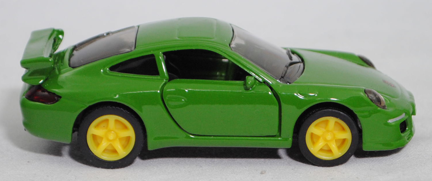 00006 Porsche 911 Carrera S (Typ 997.1 Coupé / 997 MK1 Coupé, Vorfacelift, Modell 2004-2008), hell-grasgrün, B22a / B22b geschlossen zinkgelb, SIKU SUPER, 1:55, m