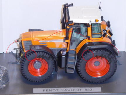 Fendt FAVORIT 822 Kommunal, hellorange/grau, mit Frontgewicht, weise-toys, 1:32, mb