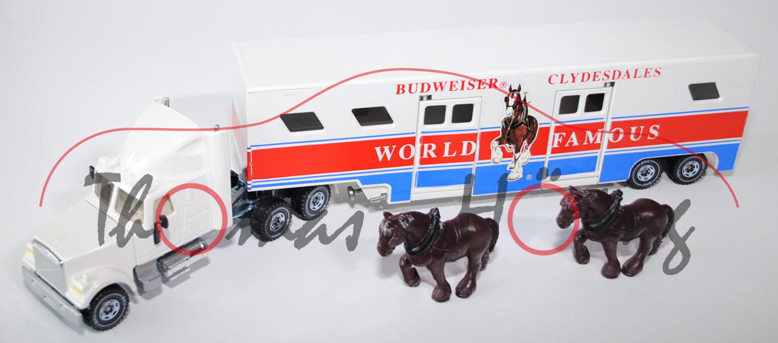 00000 White Pferdetransporter, weiß/silbergraumetallic, BUDWEISER® CLYDESDALES / WORLD FAMOUS, LKW10