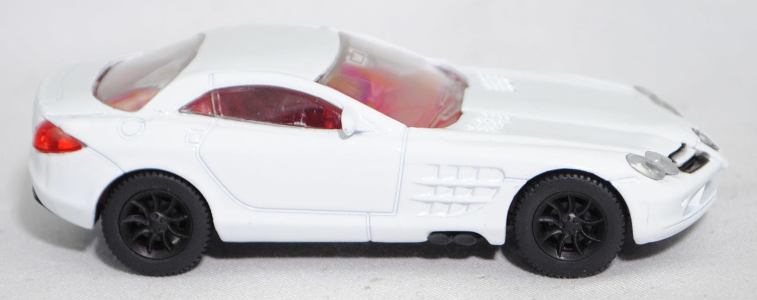 00003 Mercedes-Benz SLR McLaren (1. Generation, C 199, Modell 2004-2008), reinweiß, Bpr. 1004, B25a / B25b schwarz, SIKU SUPER, 1:55, m