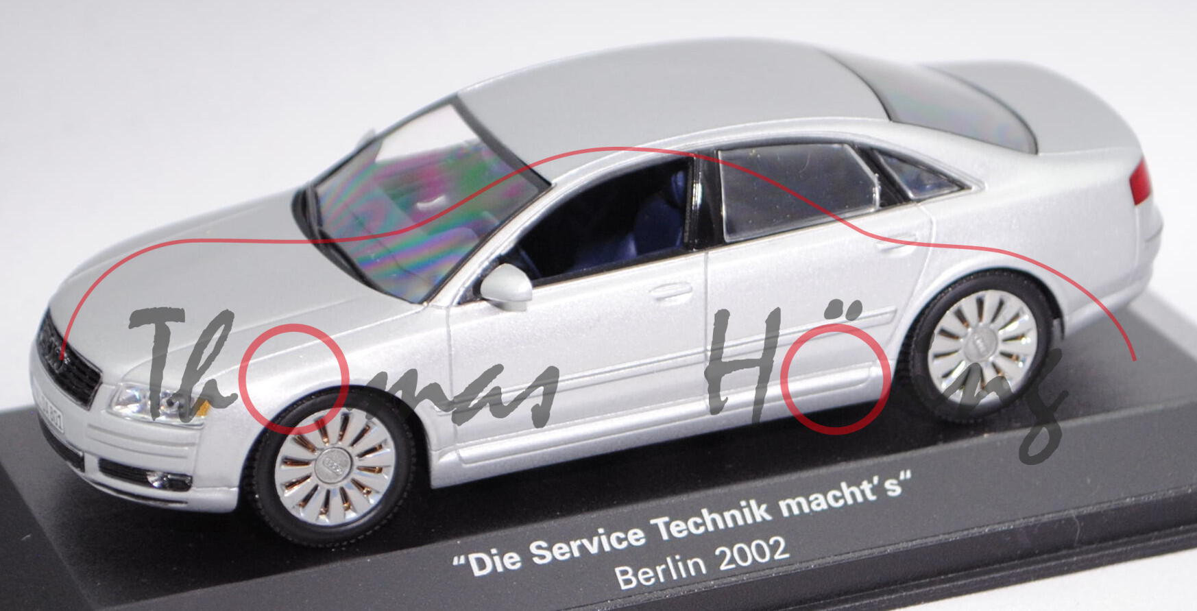 Audi A8 (D3, Mod. 02-05), lichtsilber, Die Service Technik macht's Berlin 2002, Minichamps, 1:43, mb