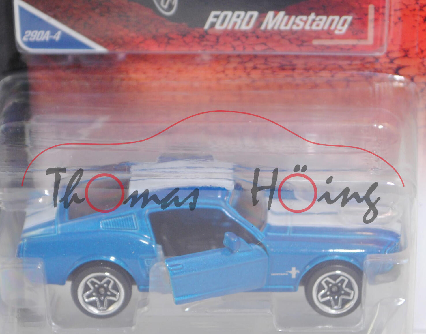 Ford Shelby Mustang I Fastback (Modell 1967-1968), hell-capriblaumetallic, majorette, 1:62, Blister