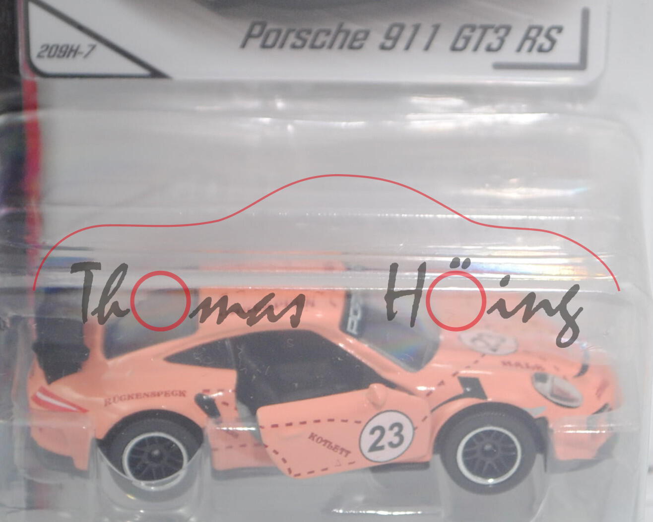 Porsche 911 GT3 RS (Typ 991.1, 4. RS-Generation, Mod. 15-17), hell-beigerot, 23, majorette, 1:59, mb