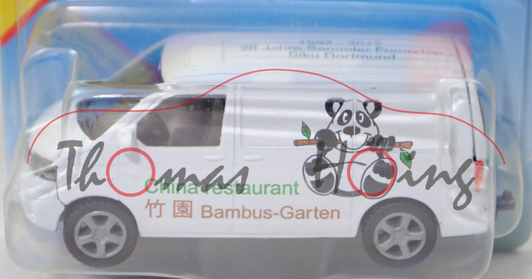 00423 China VW T5.1 Transporter (Modell 2003-2009), reinweiß, China restaurant, SIKU, 1:58, P29b