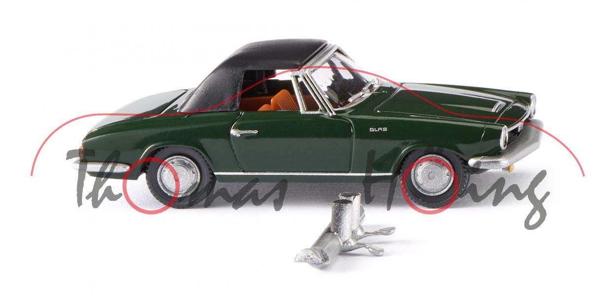 GLAS 1700 GT-Cabriolet geschlossen (Mod. 65-67), d.grün (vgl. tanngrün beim Original), Wiking, 1:87