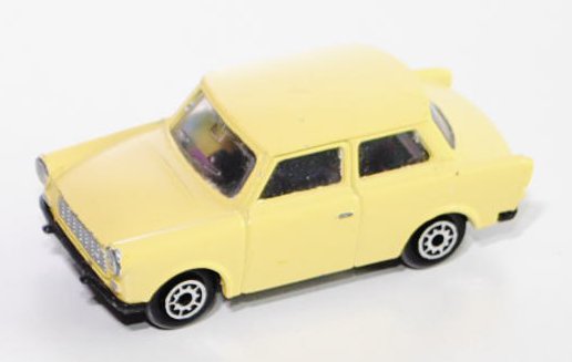 Trabant 601, schwefelgelb, Maisto, ca. 1:50, minimale Farbabplatzer