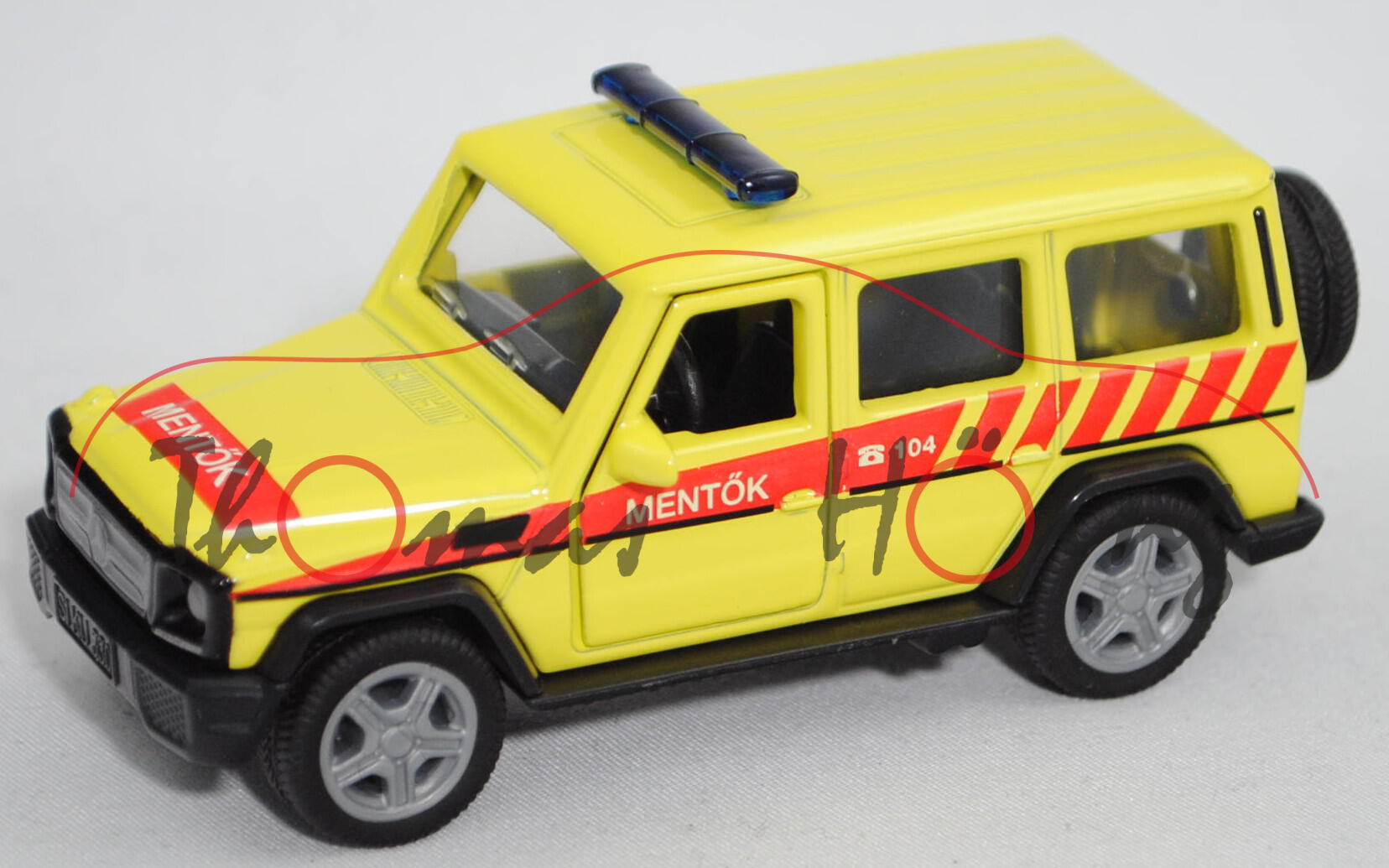 06401 HU Mercedes-Benz G 65 AMG (Mod. 12-15) Emergency Car, gelb, MENTÖK 104, SIKU,1:50, L17mpK