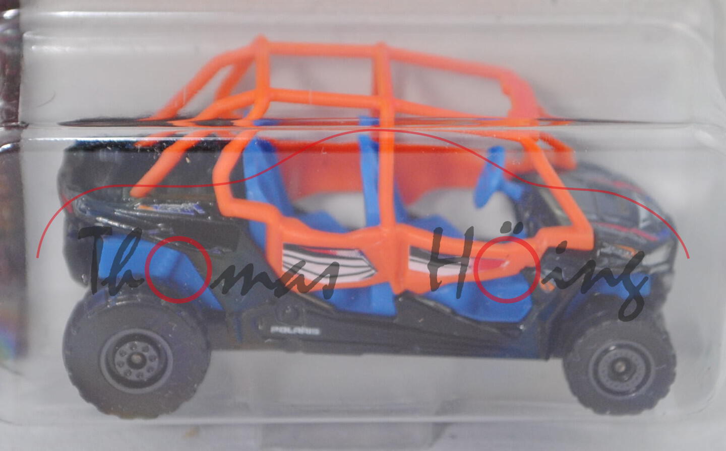 Polaris RZR® XP 4 1000 EPS (Mod. 14-) (Nr. 249 A), schwarz, Überrollkäfig orange, majorette, 1:61