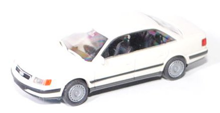 Audi 100 quattro (C4), Modell 1990-1994, cremeweiß, mit Radblenden, Rietze, 1:87, Werbeschachtel