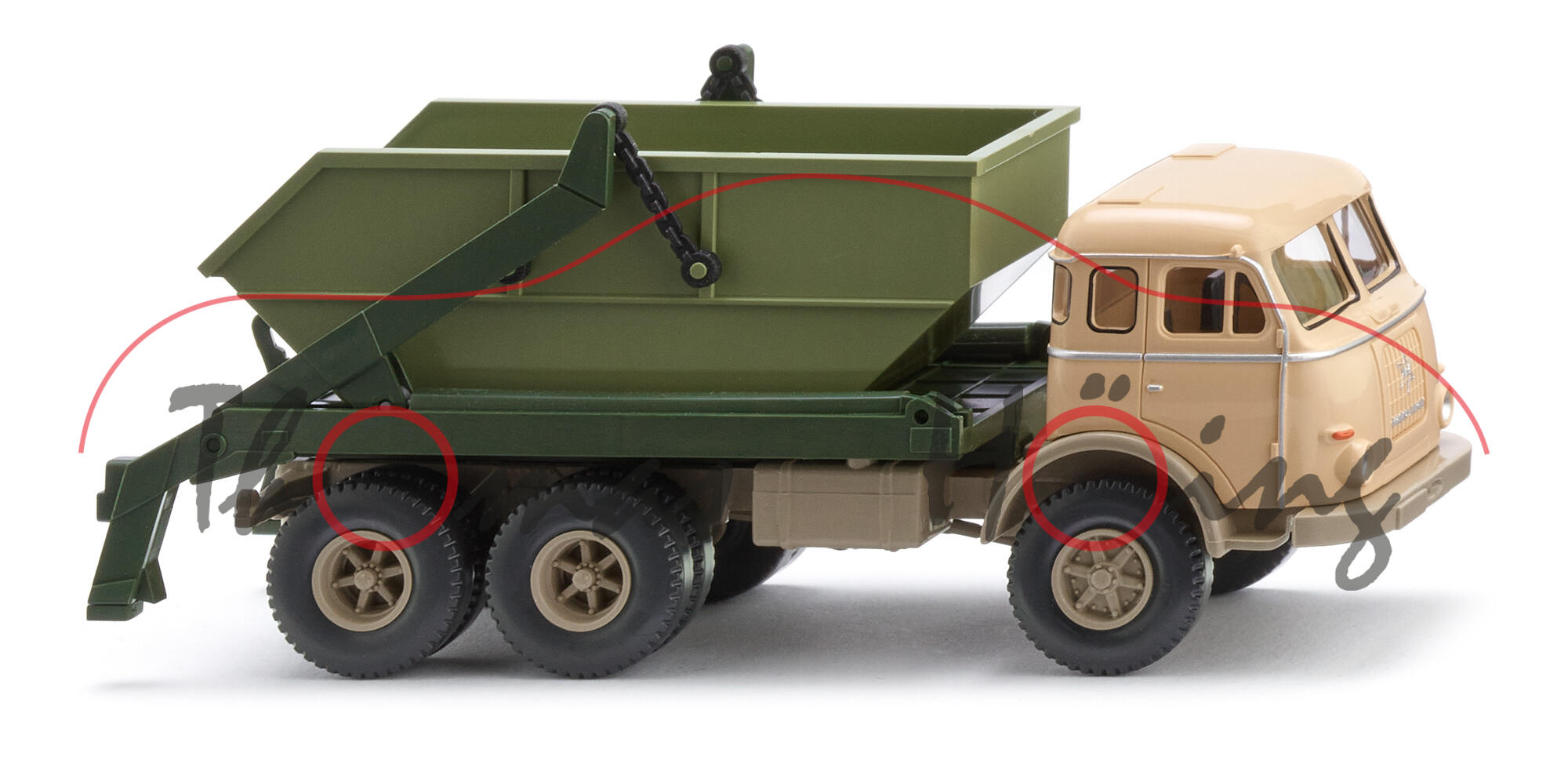 Henschel HS 165 T (Typ Frontlenker, Modell 1955-1961) Absetzkipper (Hersteller: Franz Xaver MEILLER), beige, Wiking, 1:87, mb