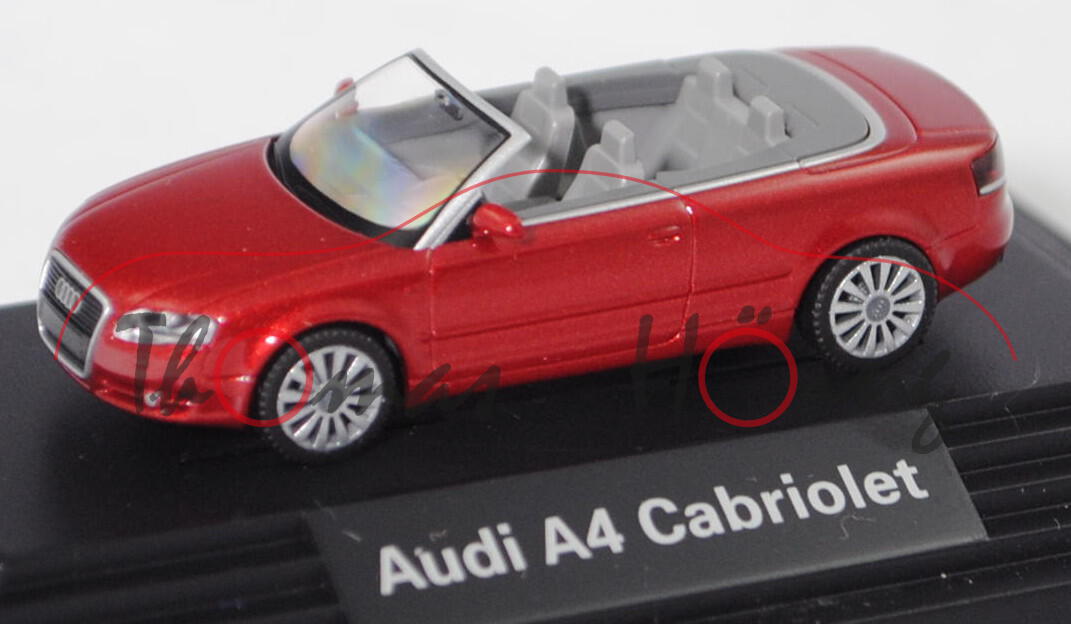 Audi A4 Cabriolet 3.2 FSI quattro (B7, Typ 8H, Modell 06-09), granatrot perleffekt, Wiking, 1:87, mb