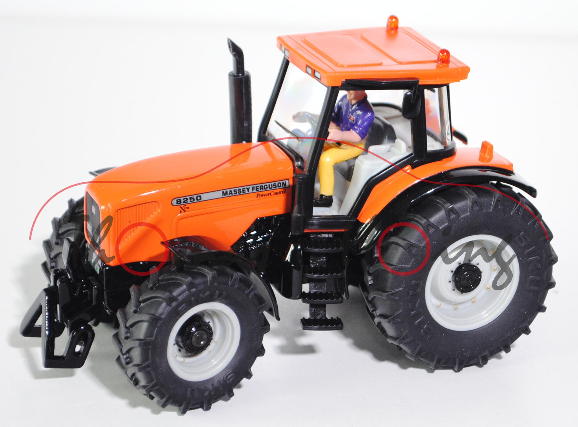 00402 SSC Massey Ferguson MF 8250 Xtra Traktor (Mod. 02-04), reinorange, Felgen achatgrau, Radnarben