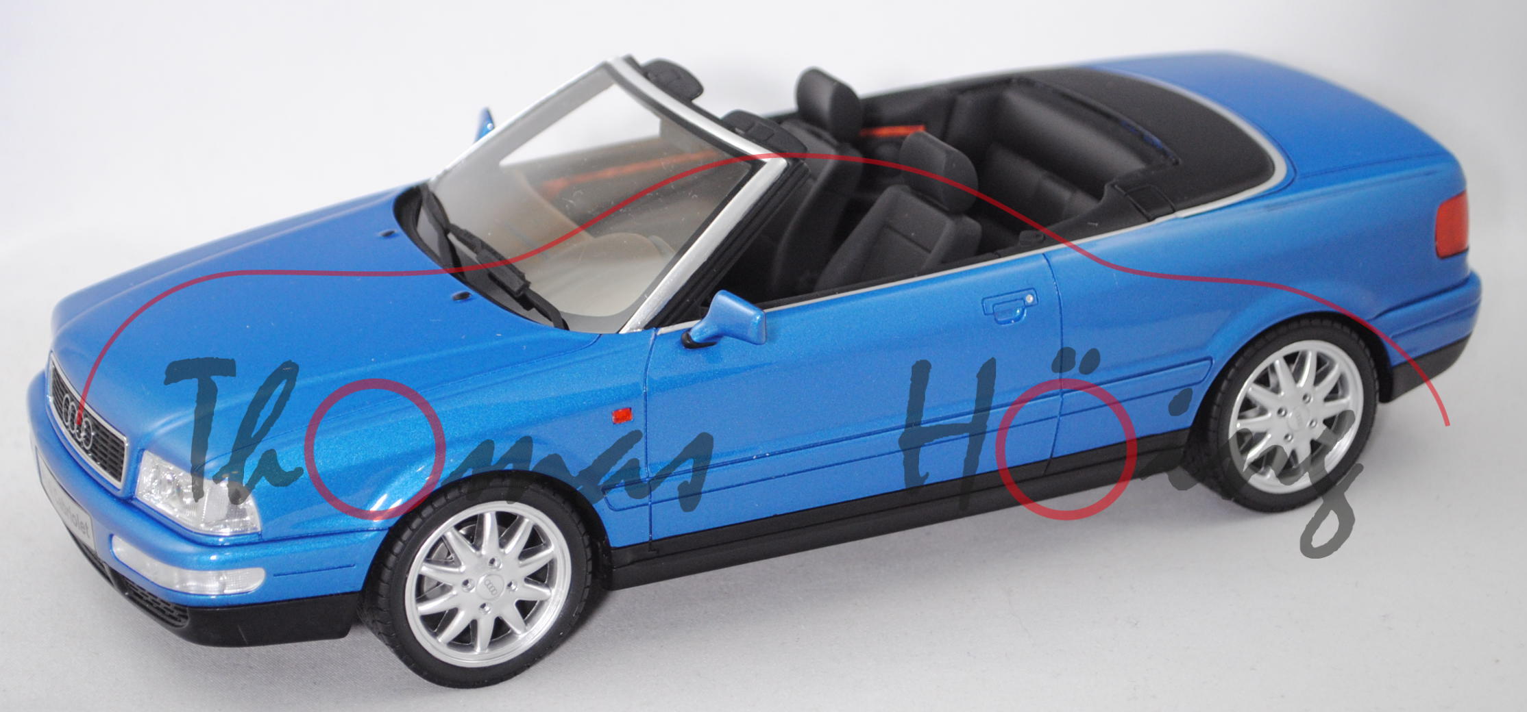 Audi Cabriolet 2.8 (B3, Typ 8G, Facelift 1997, Mod. 1997-2000), pelikanblau met., OttO mobile, 1:18