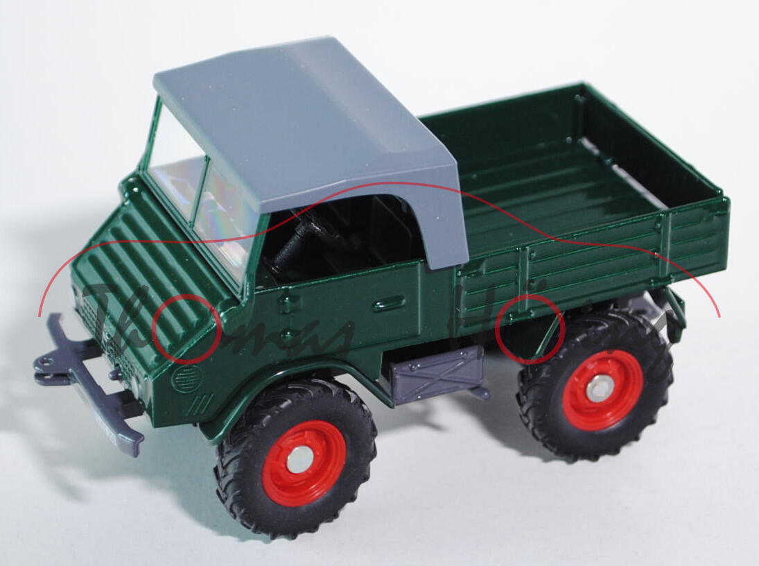 Unimog U 411, moosgrün, Dach fehgrau, 1:32, L17mP