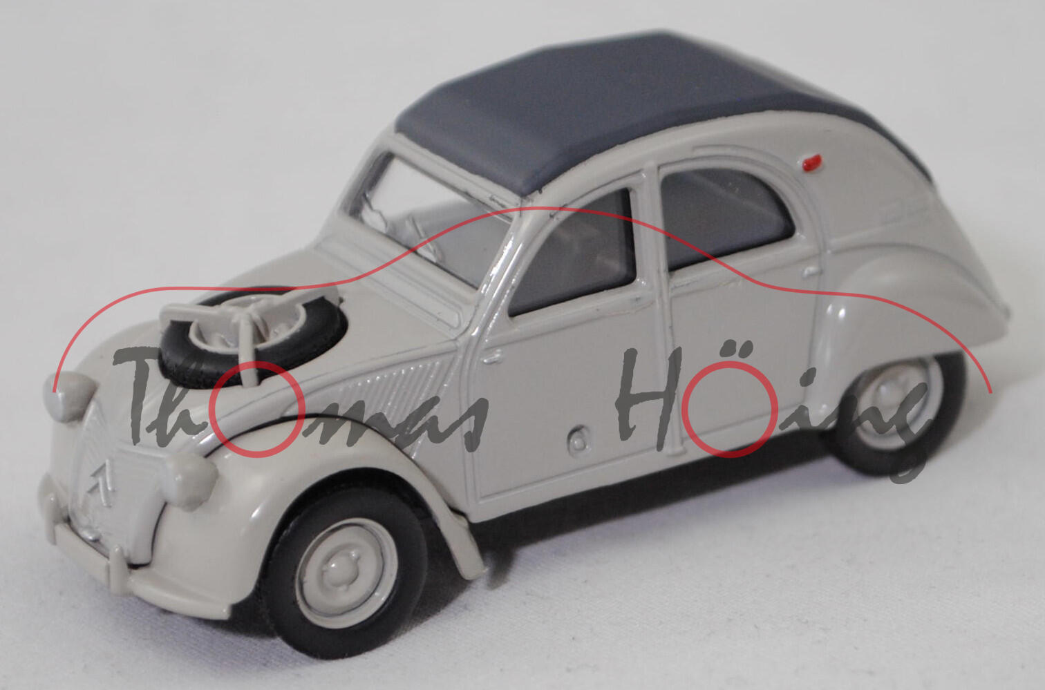 Citroen 2CV 4x4 / 2CV Sahara / 2CV bimoteur (AZ 4x4, Baujahr 1960-1971), gris rosé (Farbcode AC 140), Norev, 1:54, Werbeschachtel